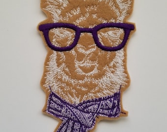 Llama Embroidered Patch - llama design - llama with scarf embroidery - llama applique - sew on or heat n bond - felt llama
