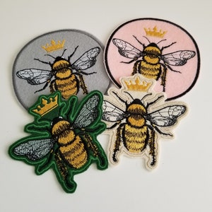 Queen Bee Embroidery Patch - felt patches,  sew on patch, bee patches, queen bee embroidery gifts, insect patches, bug patches