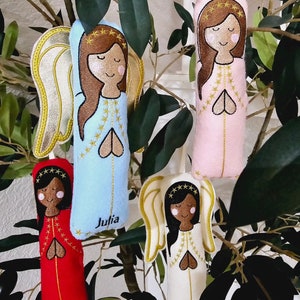 Personalized Angel Ornament, Angel, Felt Christmas Ornament, African American Angel, Christmas Angel Ornament, Embroidered Angel Angel Wings