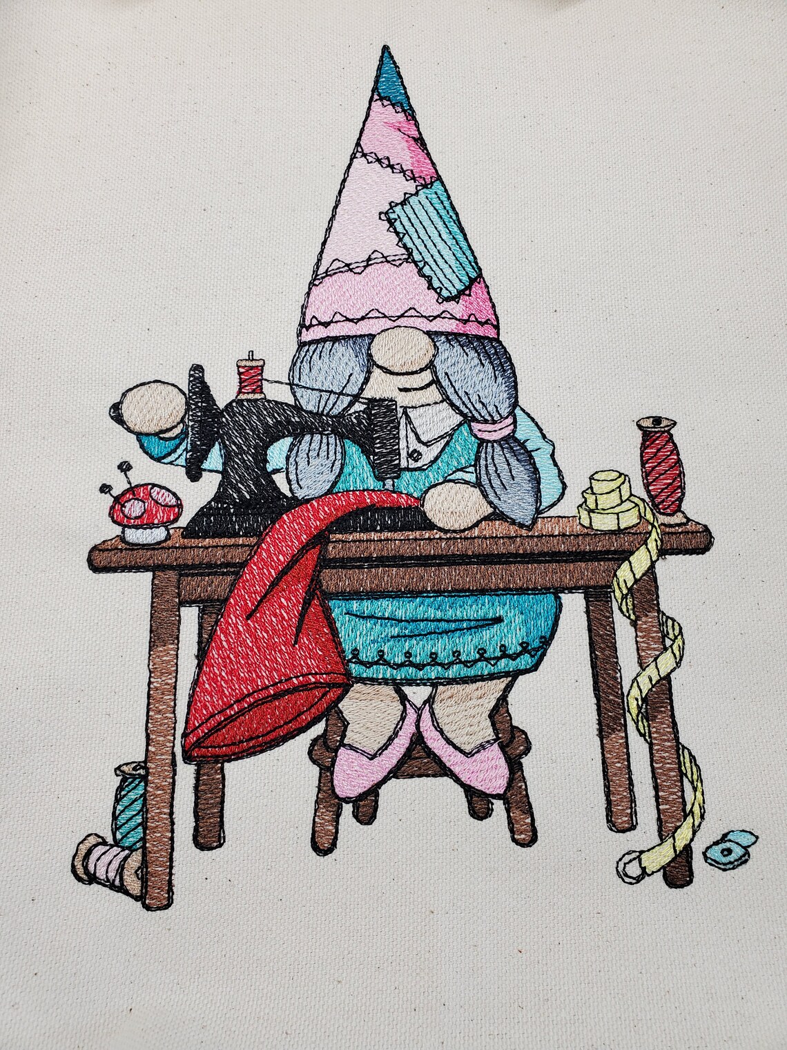 Sewing Gnome Embroidery Panel Quilting Panels Gnomes Etsy
