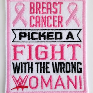 Breast Cancer Embroidered Patch - Cancer embroidery - pink ribbon embroidered patches - appliqué - clothing patches