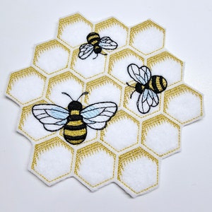 Honeybee Patch - honeybee embroidery - queen bee patch - bee embroidery - Honeycomb embroidery - Insect patches - Bee Patch - Queen Bee gift