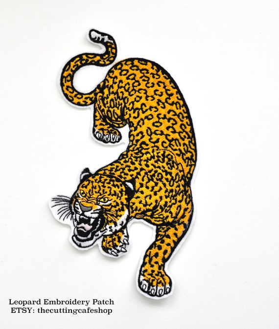 Leopard Embroidered Patch - leopard patches - leopard embroidery designs  -animal patches - leopard appliques - sew on or iron on patch