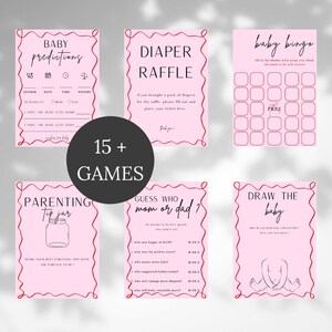 Pink Baby Shower Game Bundle | Baby Shower Games | Pink Baby Shower Games | Girl Baby Shower | Editable Template