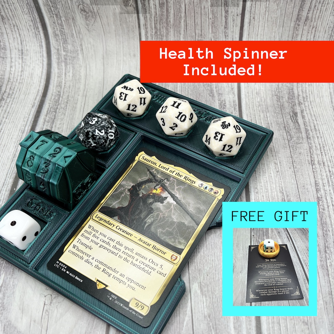 MTG Command Zone Tray With Life Spinner - 3D Printed - EDH MTG Command Zone Tray With Life Spinner - 3D Printed - EDH