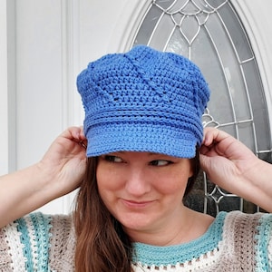 Crochet Hat Pattern, Crochet Newsboy Hat Pattern, Crochet  Hat Pattern Brim, Crochet Summer Hat Pattern, PDF Download, Twisted Newsboy Hat
