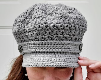 Crochet Hat Pattern, Crochet Newsboy Hat Pattern, Crochet  Hat Pattern Brim, Crochet Summer Hat Pattern, PDF Instant Download, Free Pattern