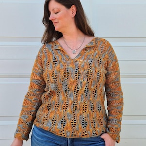 Crochet Summer Top Pattern – Crochet Blouse Pattern for Women – Europa Top PDF – Lightweight Crochet Shirt – Digital Download