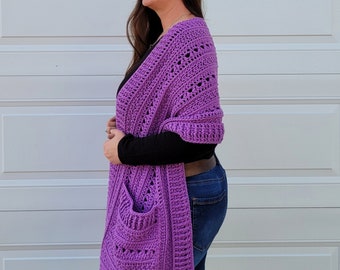 Crochet Pocket Shawl Pattern, Pocket Shawl, Crochet Shawl Pattern, Crochet Shawl Wrap, Crochet Shawl Women, Transitions Pocket Shawl