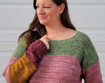 Crochet Sweater Pattern, Crochet Pattern Sweater, Crochet Pullover Pattern, PDF Instant Digital Download, Longevity Pullover, Free Pattern