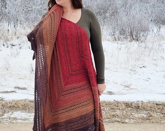 Crochet Shawl Pattern, Crochet Shawl Summer, Crochet Shawl Wrap, Crochet Triangle Shawl Pattern, Crochet Shawl Women, Pinnacle Shawl