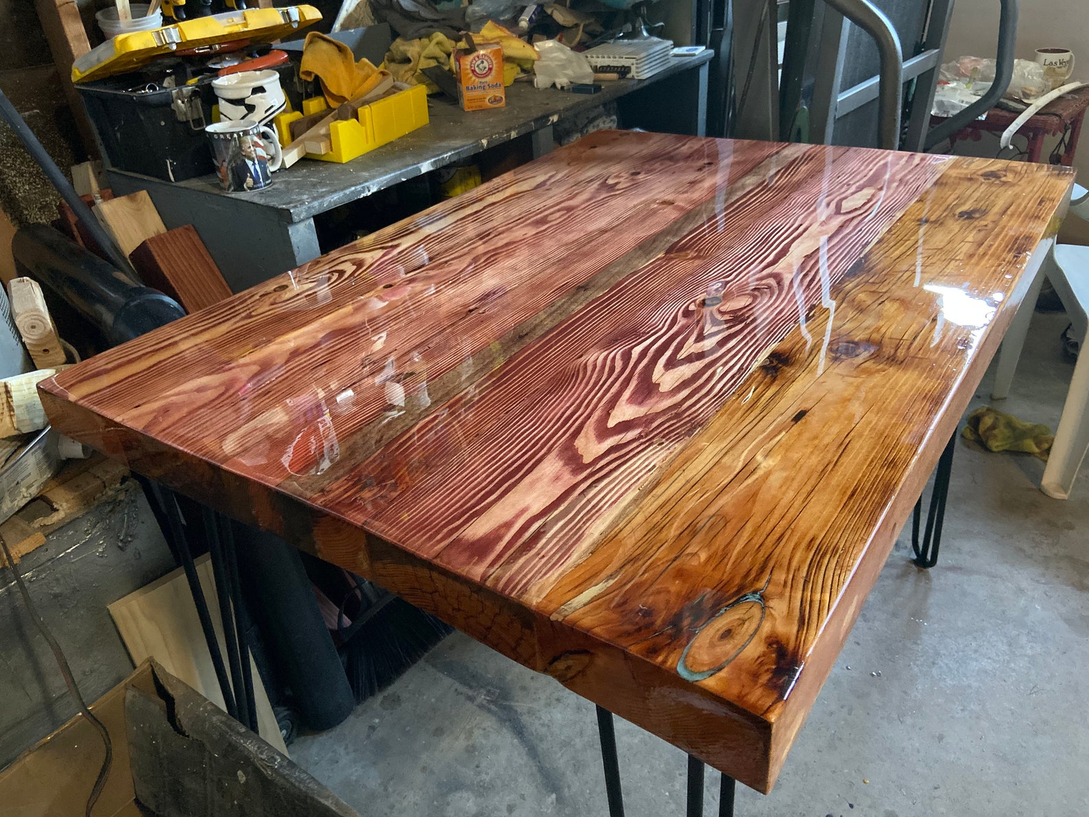 Reclaimed Wood Table in Epoxy Resin Etsy