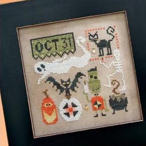 Heart in Hand Doodles: Halloween Cross Stitch Pattern with Embellishment