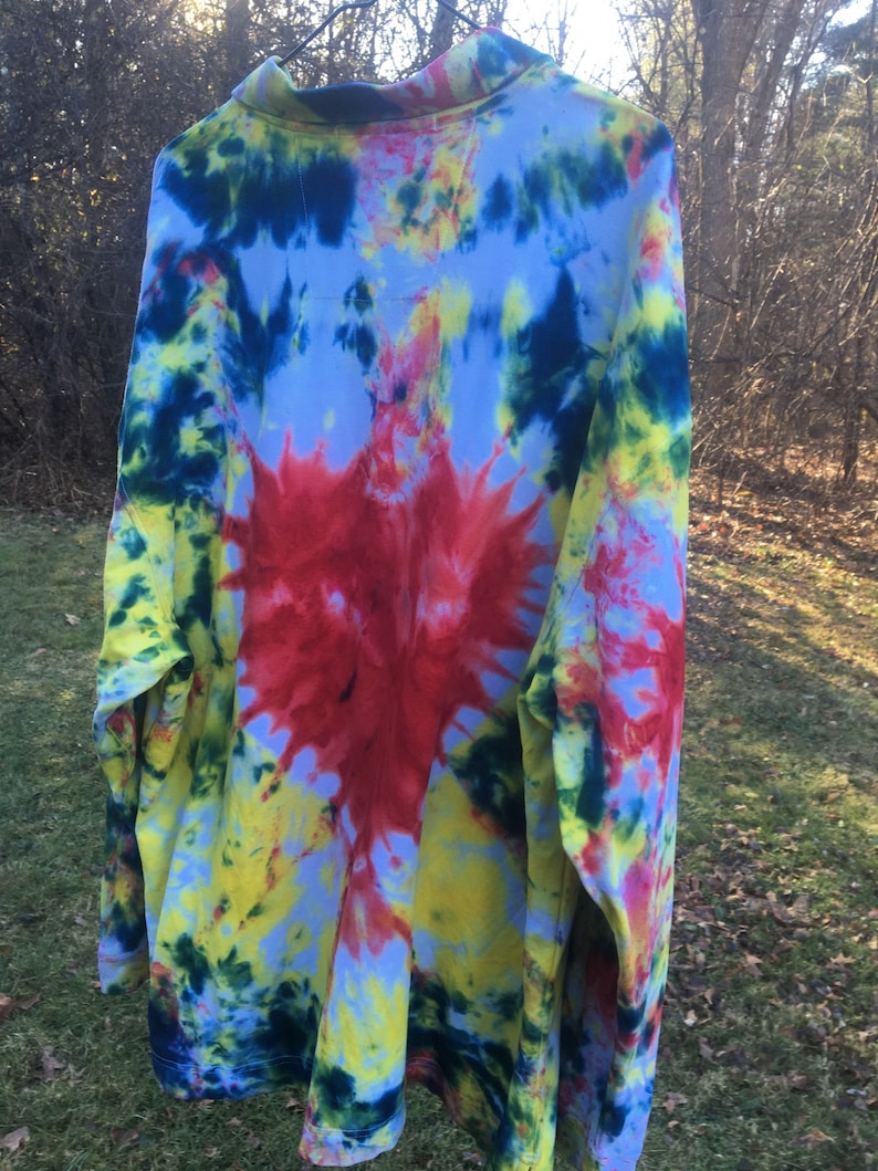 Colorful tie dyed shirts dyed shirts Plus heart shirt,Long sleeve polo shirt Ships immediately.Polo 4X Size 4X long sleeve shirt