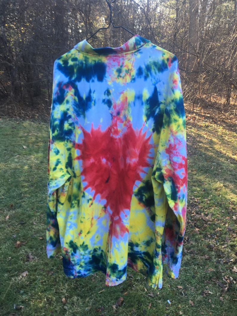 Colorful tie dyed shirts dyed shirts Plus heart shirt,Long sleeve polo shirt Ships immediately.Polo 4X Size 4X long sleeve shirt