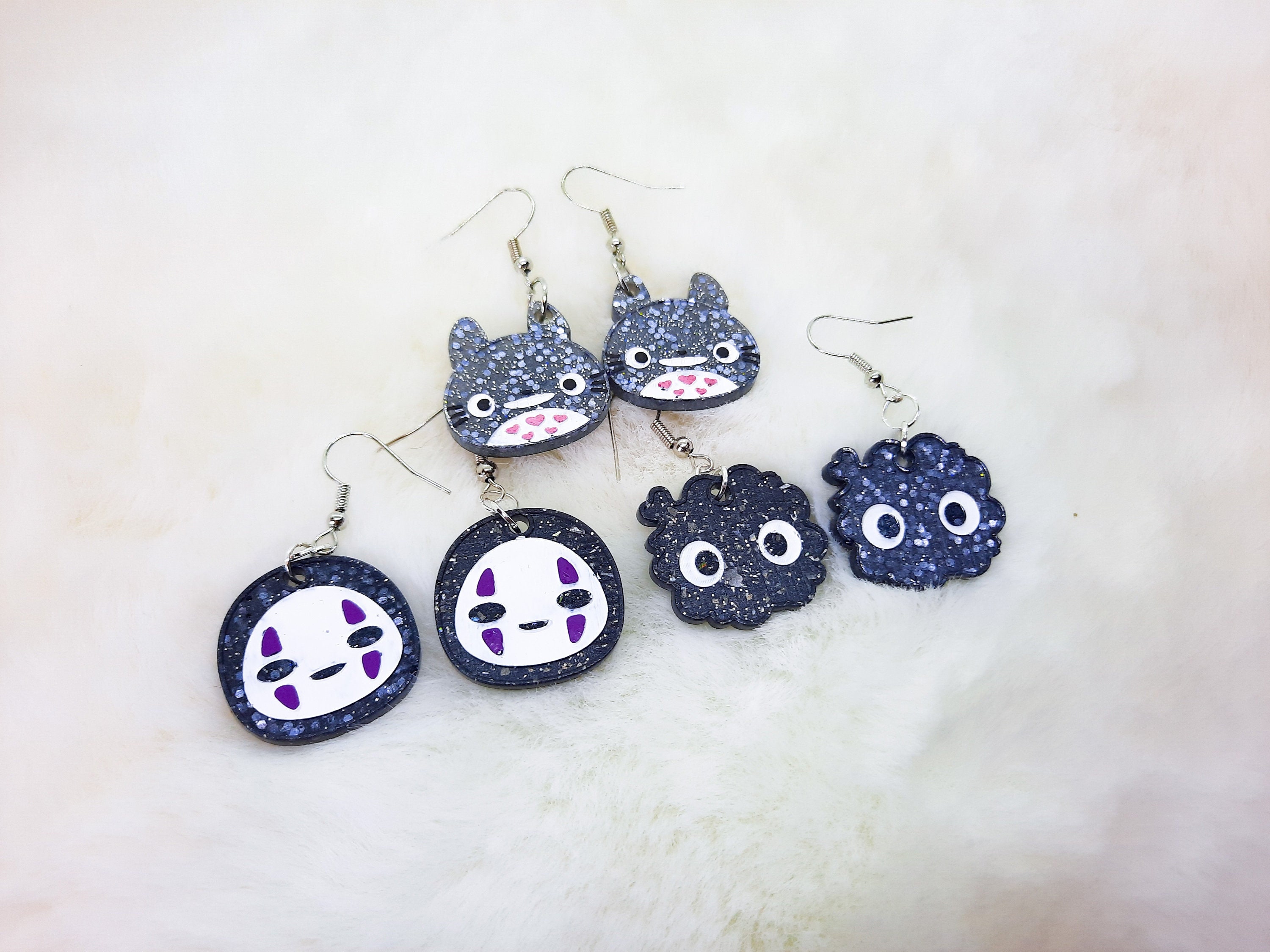 Boucles D'oreilles Manga Kawaii Coeur Orange - Cosplay Années 80 Légères - Fait Main - Neuf Sans Emballage