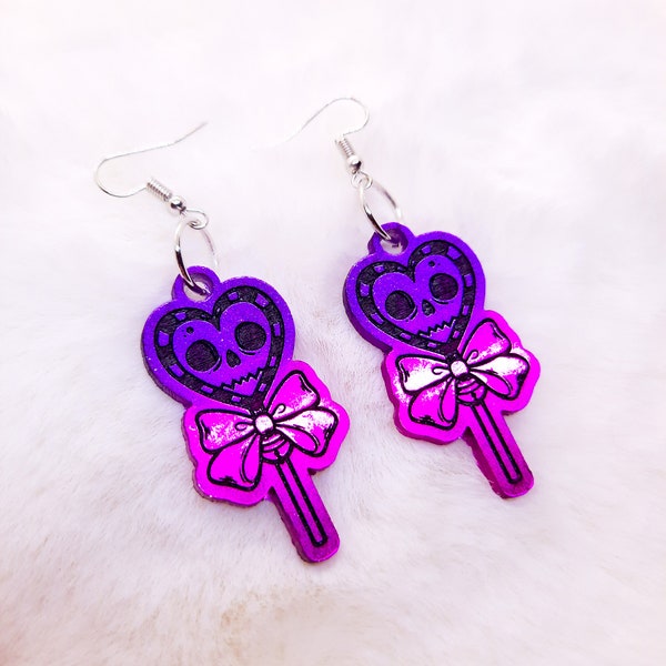 Boucles d'oreilles résine pendentif Noël Spooky Creepy Cute Kawaii Gothic Sucette Sapin Boule de neige Holidays Fêtes