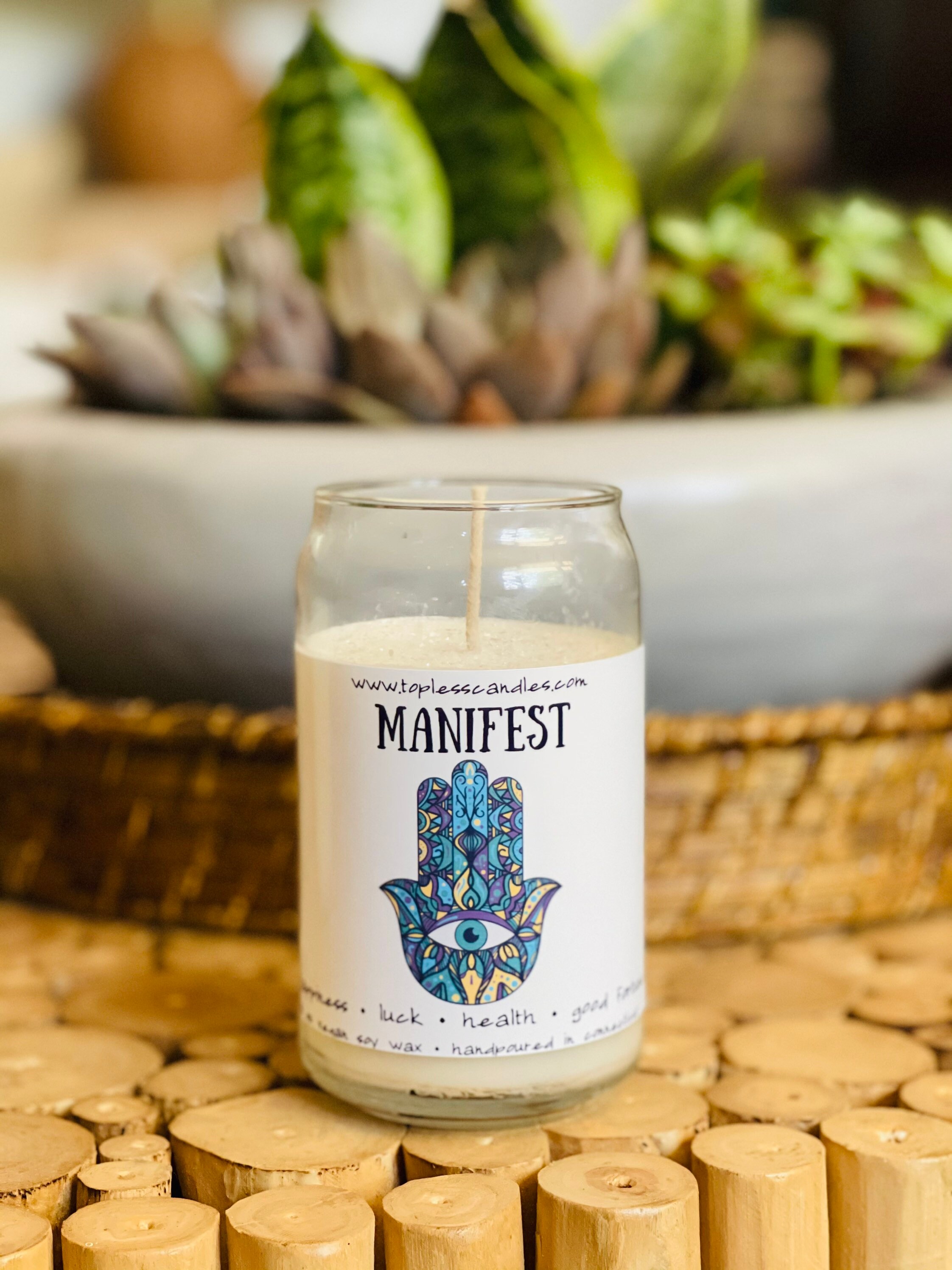 Manifest Candle Beer Can Glass Jar 16 Oz Garden Herbal Etsy