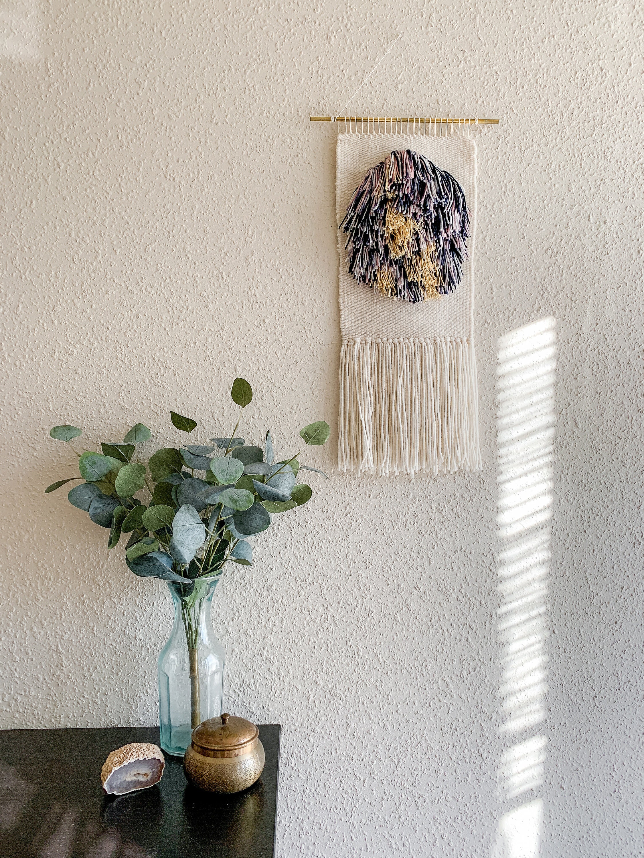 Fiber art wall hanging. Woven wool wall art tapestry. Weaving Etsy