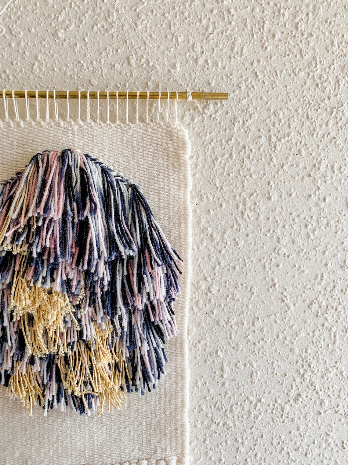 Fiber art wall hanging. Woven wool wall art tapestry. Weaving Etsy