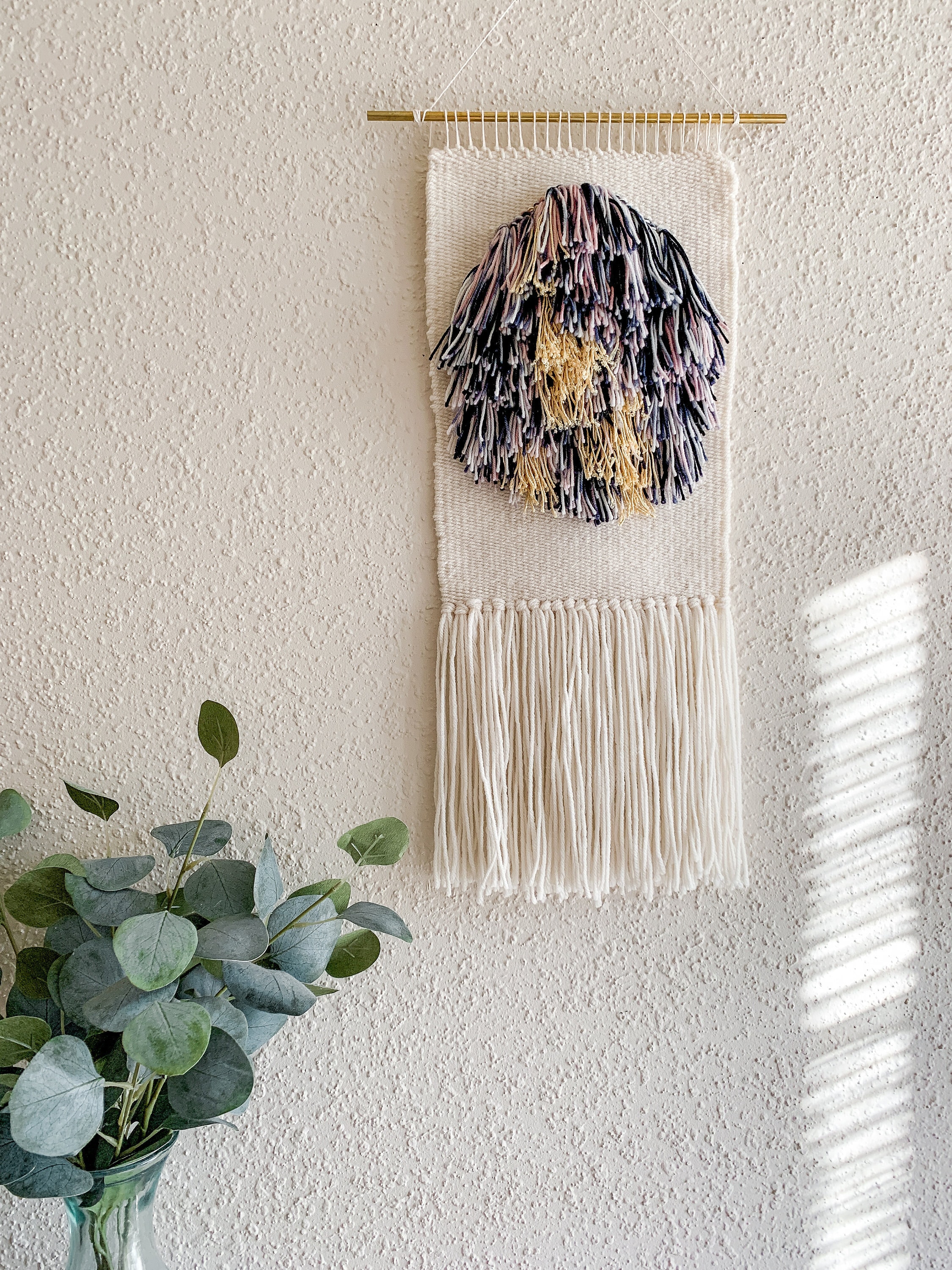 Fiber art wall hanging. Woven wool wall art tapestry. Weaving Etsy