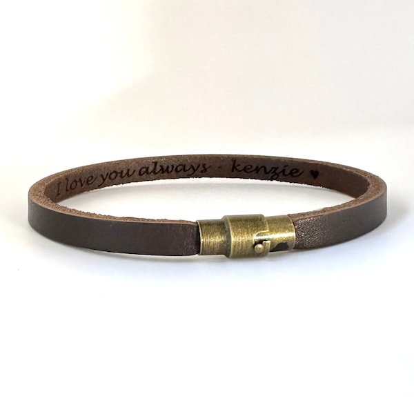 Thin Leather Bracelet for Son Secret Message Unisex Leather Bracelet Gif For Men/Women Birthday Gift For Boyfriend Engraved Leather Jewelry
