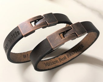 Dad's Hidden Message Bracelet,  Hidden Message Brown Leather Bracelet, Secret Message Mens Cuff, Personalized Bracelet, Custom Gift For Dad