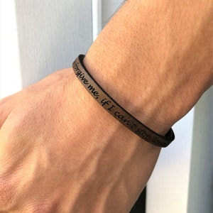 Personalized Men Leather Bracelet,Secret Message Bracelet,Custom Bracelet For Him Or Her,Wedding Engraved Gift,Custom Men Jewelry,Dad's Gift