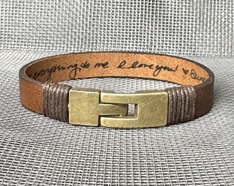 Personalized Leather Bracelet, Hidden Message, Custom Mens Cuff