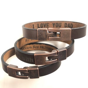 Dad&#39;s Hidden Message Bracelet,  Hidden Message Brown Leather Bracelet, Secret Message Mens Cuff, Personalized Bracelet, Custom Gift For Dad