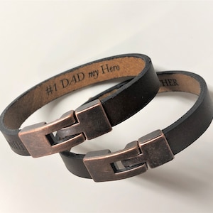 Dad&#39;s Hidden Message Bracelet,  Hidden Message Brown Leather Bracelet, Secret Message Mens Cuff, Personalized Bracelet, Custom Gift For Dad