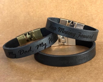 FREE SHIPPING-Bracelet For Men,Custom Men Jewelry,Personalized Leather Bracelet,Unisex Custom Bracelet,Leather Band Engraved Christmas Gift