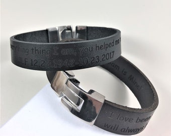 Dad's Hidden Message Bracelet, Hidden Message Men Leather Bracelet, Secret Message Mens Cuff, Personalized Bracelet For Men  Custom Son Gift