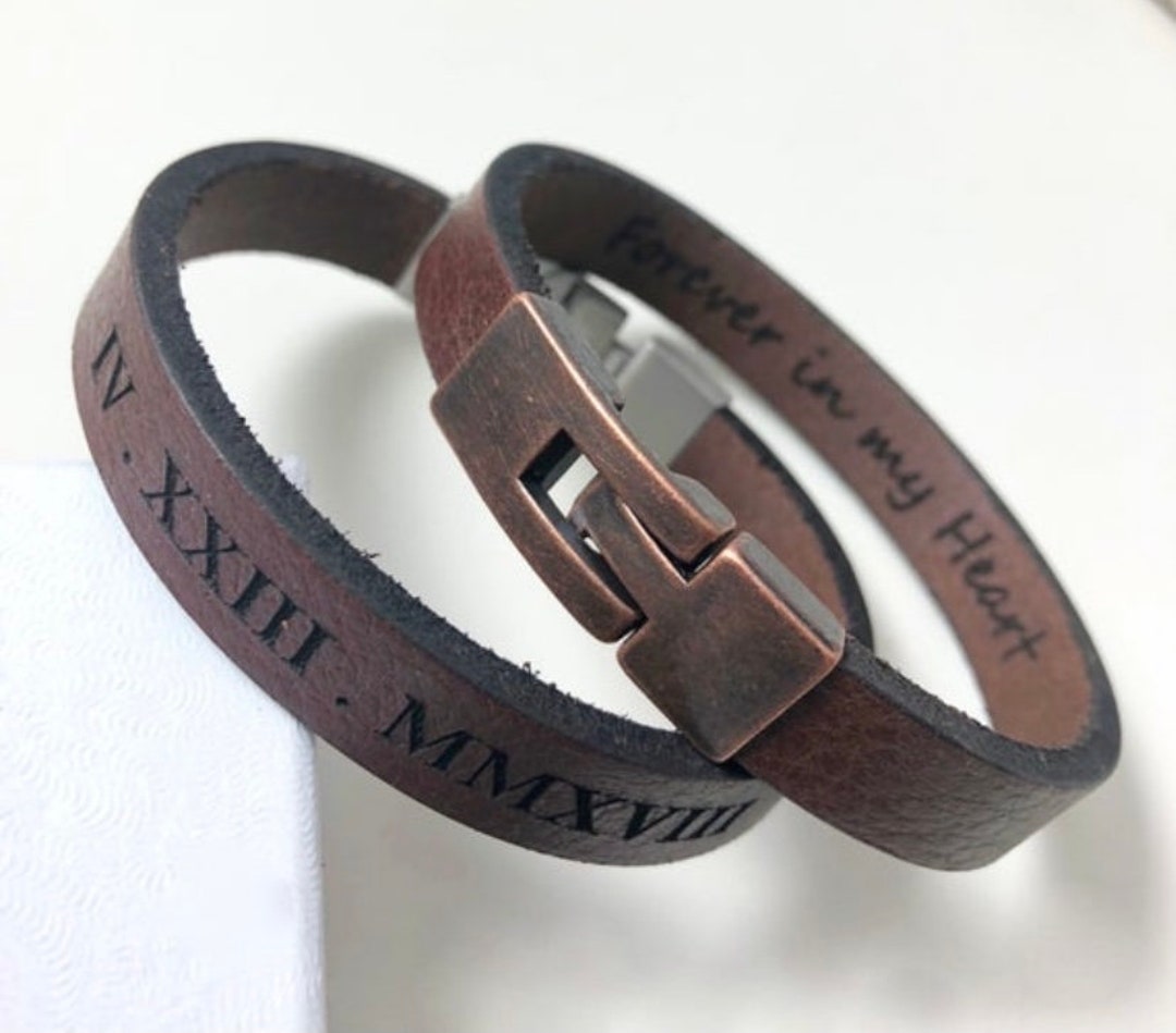 Father's Day Gift, Hidden Message Leather Bracelet for Men, Secret