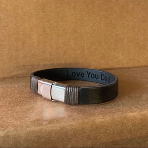 Personalize Father&#39;s Day Engraved Bracelet Unique Gift for Husband Customize Genuine Leather Bracelet Secret Message Friendship Jewelry Gift