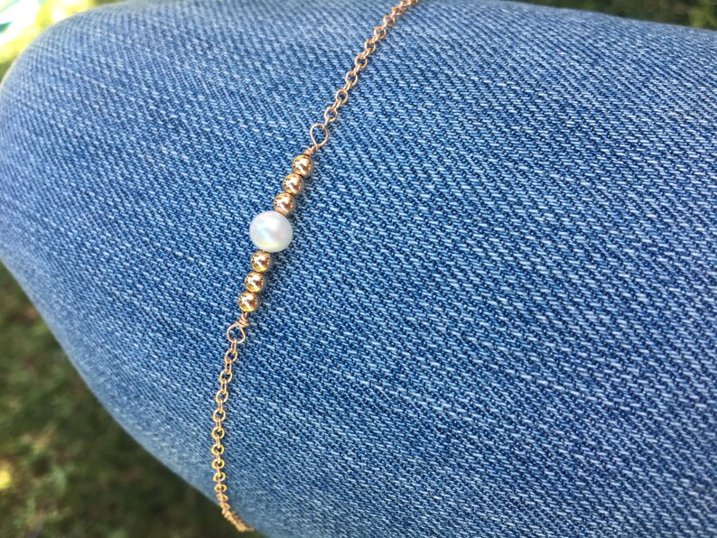 14K Gold Filled Pearl Anklet for Her Rose Gold Anklet Etsy