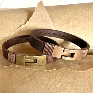 Birthday Gift For Boyfriend, Mens Secret Message Leather Bracelet, Personalized Leather Gift For Husband, Bracelet For Men, Jewelry For Dad