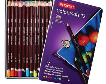 Derwent Coloursoft Pencils, Tin Set of 12, Vibrant Art Pencils