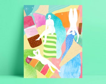 Lollipop Girls, 8x10" art print, ice cream, lollies, summer, wall decor, original illustration