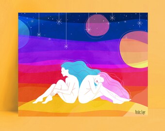 Magic Hour, 10x8" art print, space, aliens, wall decor, original illustration