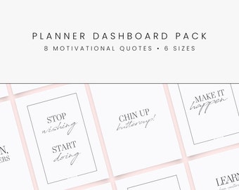 Dashboard & Cover Pack Printable Bundle | 8 Motivational Quotes for Planner or Binder, Make it Happen | A4 A5 A6 Half-Letter Personal Pages
