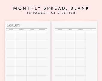 monthly perpetual calendar undated planner printable simple etsy monthly perpetual calendar