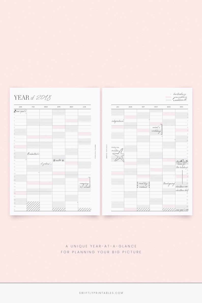 Undated Planner Pack Printable Bundle Blank Perpetual Year Month Week ...
