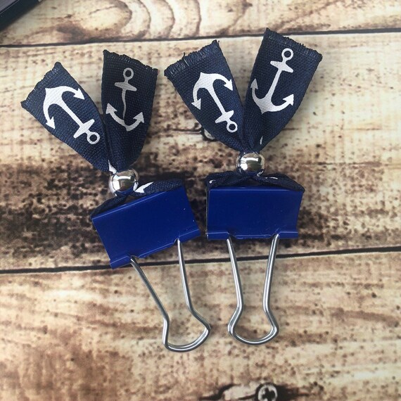 1 Anchor Binder Clip. Ribbon Embellished Binder Clip. Organize Etsy