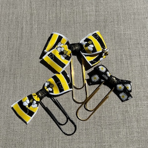 Bee Courageous Planner bookmarks | Gifts for Sisters Jumbo Paperclip | Ribbon Embellished jumbo Paperclips | Bow ribbon bookmarks