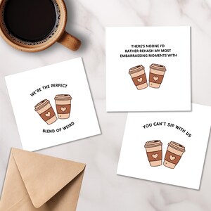 Cartão de Dia dos Namorados personalizável, download de cartão para impressão, cartão de melhor amigo, cartão de felicitações de aniversário faça você mesmo, cartão para amantes de café, download instantâneo