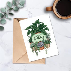 Cartão de aniversário personalizável, Galentine de plantas, Download de cartão para impressão, Cartão para impressão de amante de plantas, Cartões de felicitações DIY, Download instantâneo