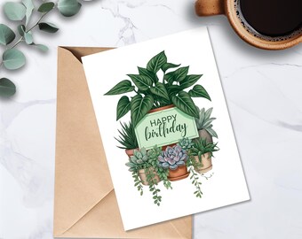 Pflanze Geburtstagskarte, anpassbare druckbare Karte (digitaler Download)