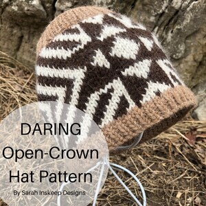 Knit Hat Pattern, Messy Bun Beanie, Knit Hat, Knit Pattern, Knitting Pattern, Color Work, Fair Isle, Instant Download, Digital Download,