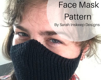 Knit Face Mask Pattern, Cotton Yarn, Ribbed Design (PDF Pattern)